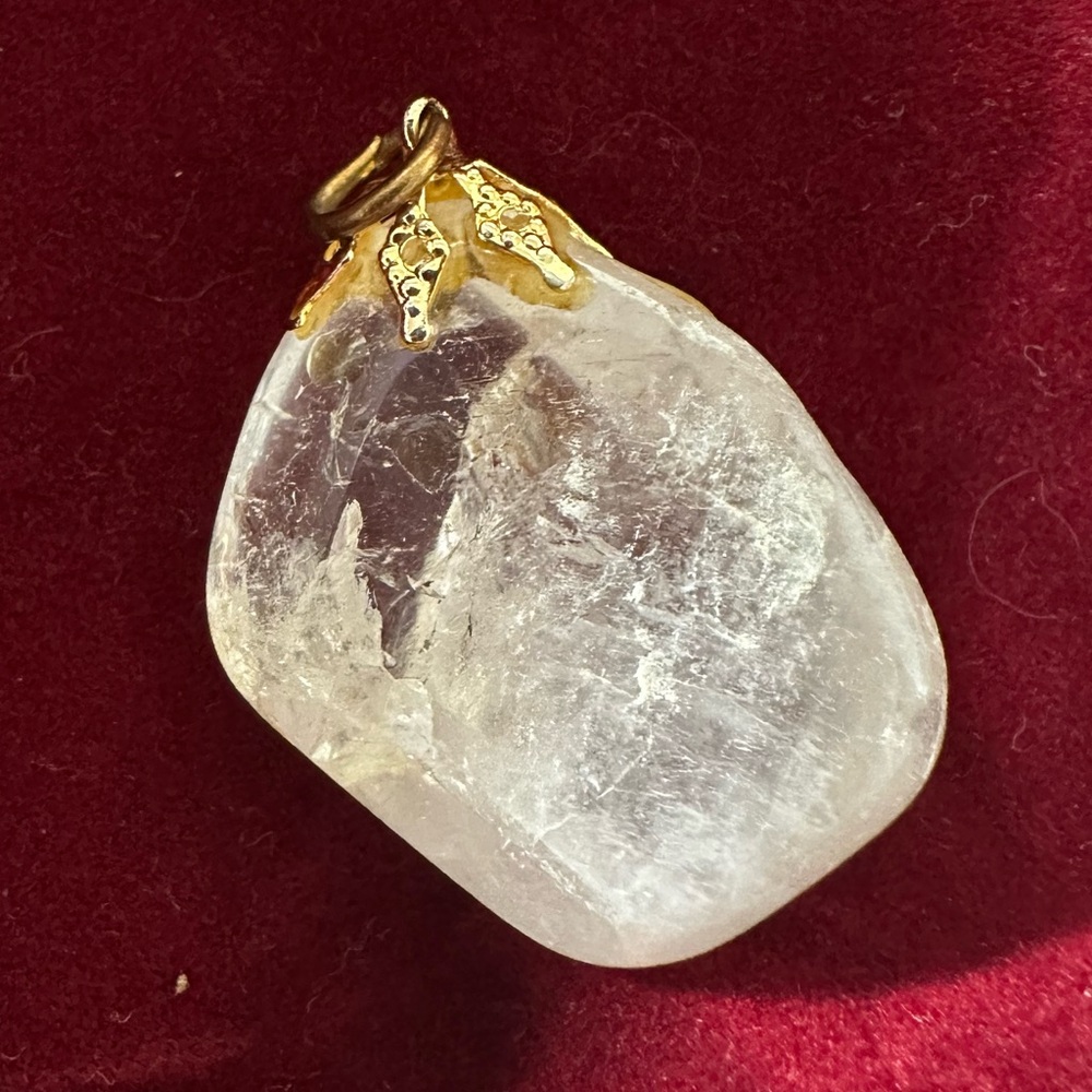 Clear Crystal Pendant with Gold Accent - Elegant Women’s Jewelry